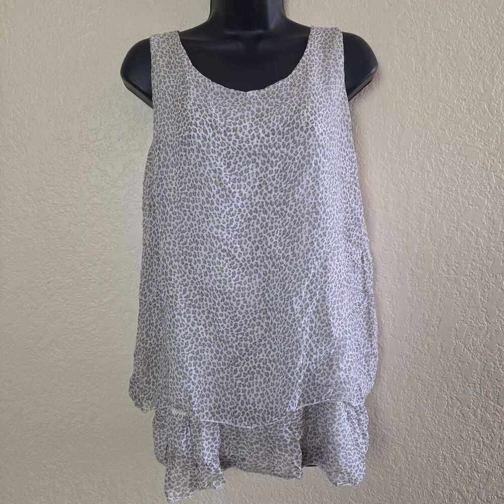 Guisy Silk Leopard Print Tank Top